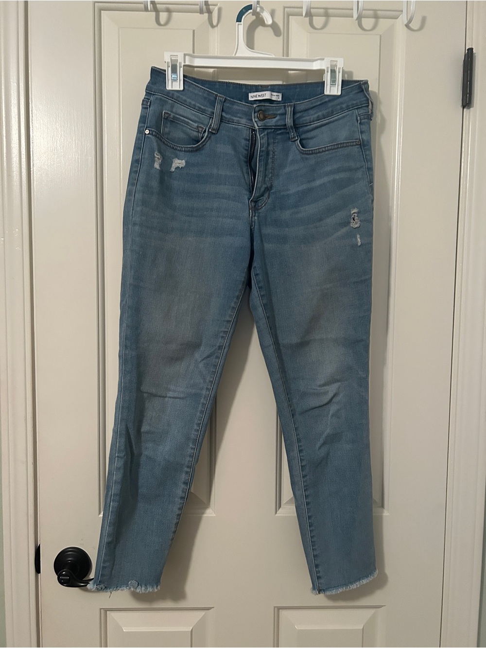 Nine West Light Blue Cropped Distressed Jeans